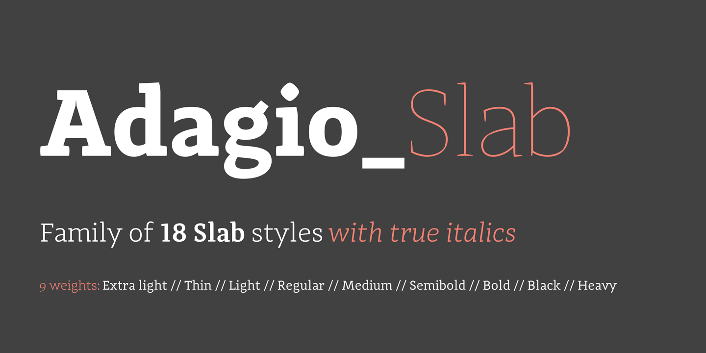 Przykład czcionki Adagio Slab Heavy italic